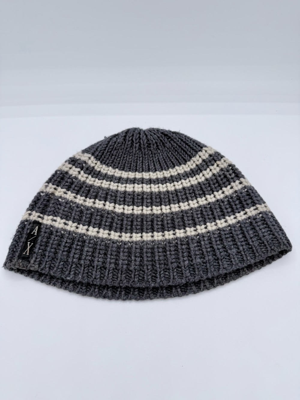 Armani Exchange striped knit beanie hat